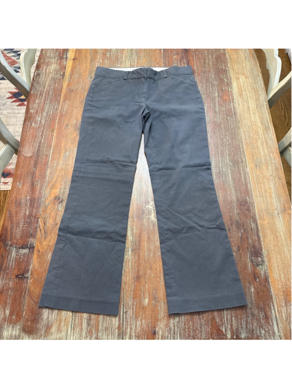 Theory Charcoal Gray Stretch Cotton Flare Leg Dress Trousers Size 4 Short 28”